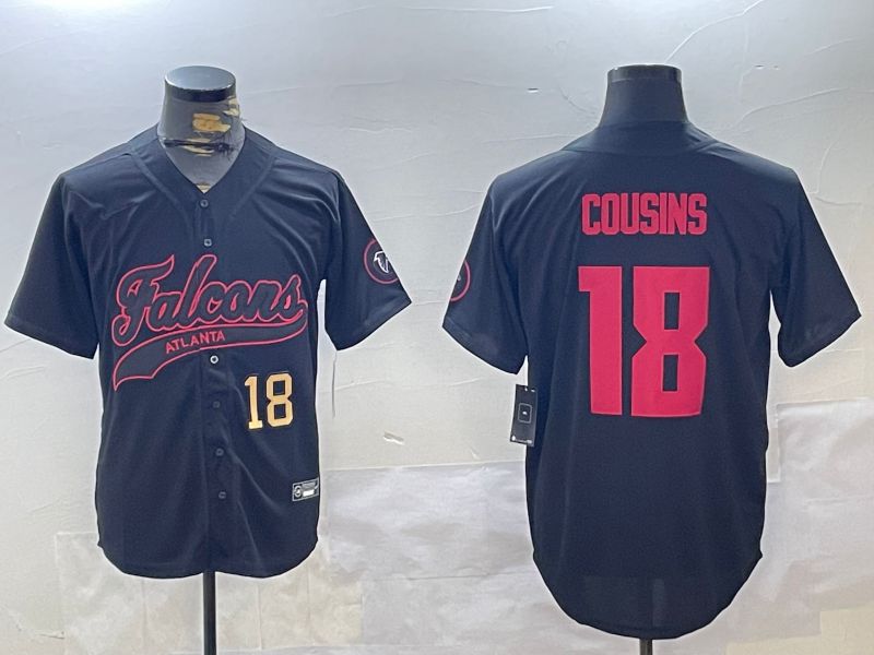 Men Atlanta Falcons #18 Cousins Black Joint Name 2024 Nike Limited NFL Jersey style 2